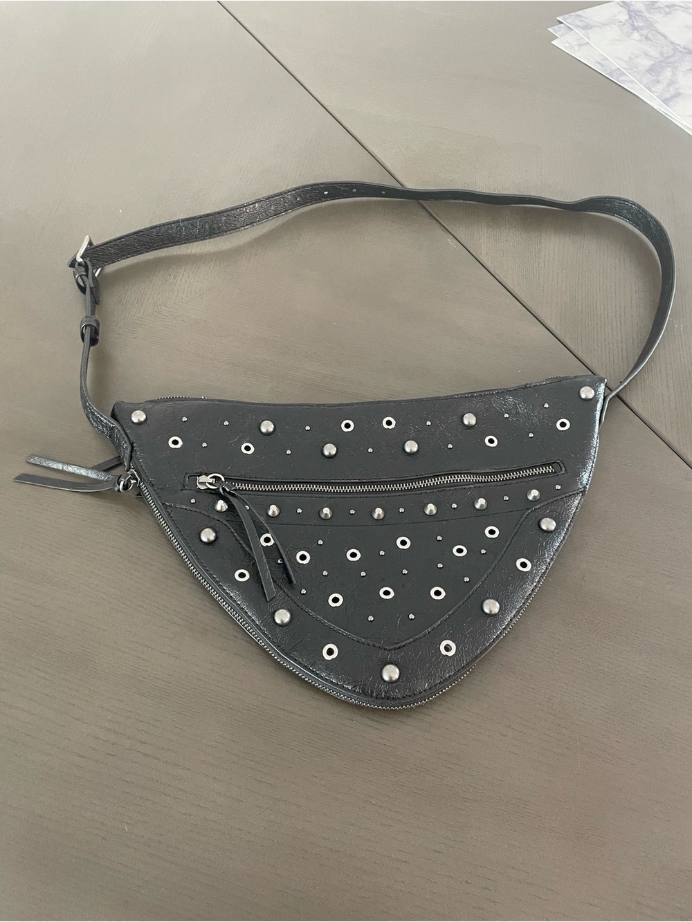 Zara Black Studded Crossbody Bag